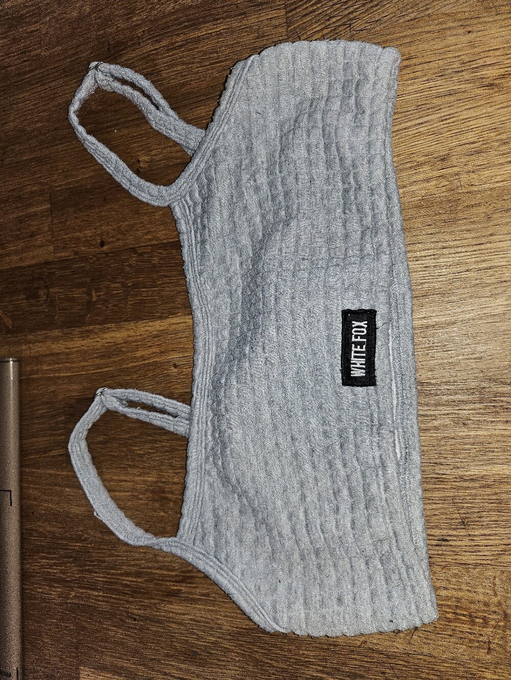 White Fox Light Gray Ribbed Crop Top